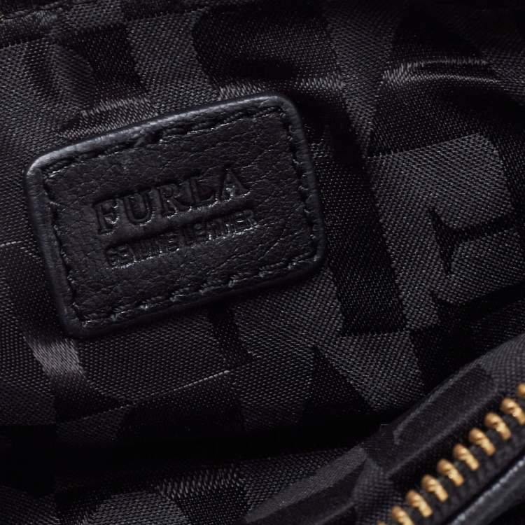 Pre Owned Furla Black Leather Chain Crossbody Bag