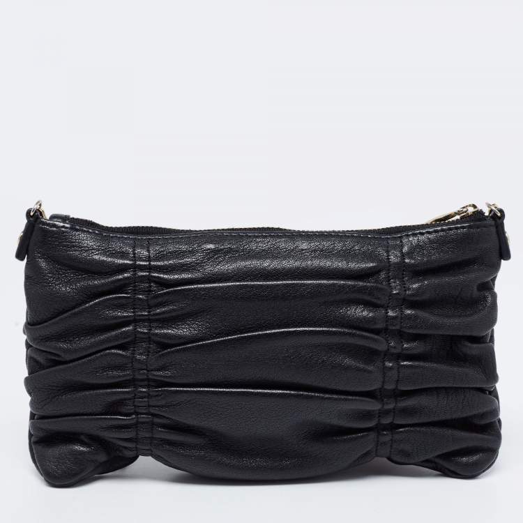 Pre Owned Furla Black Leather Chain Crossbody Bag