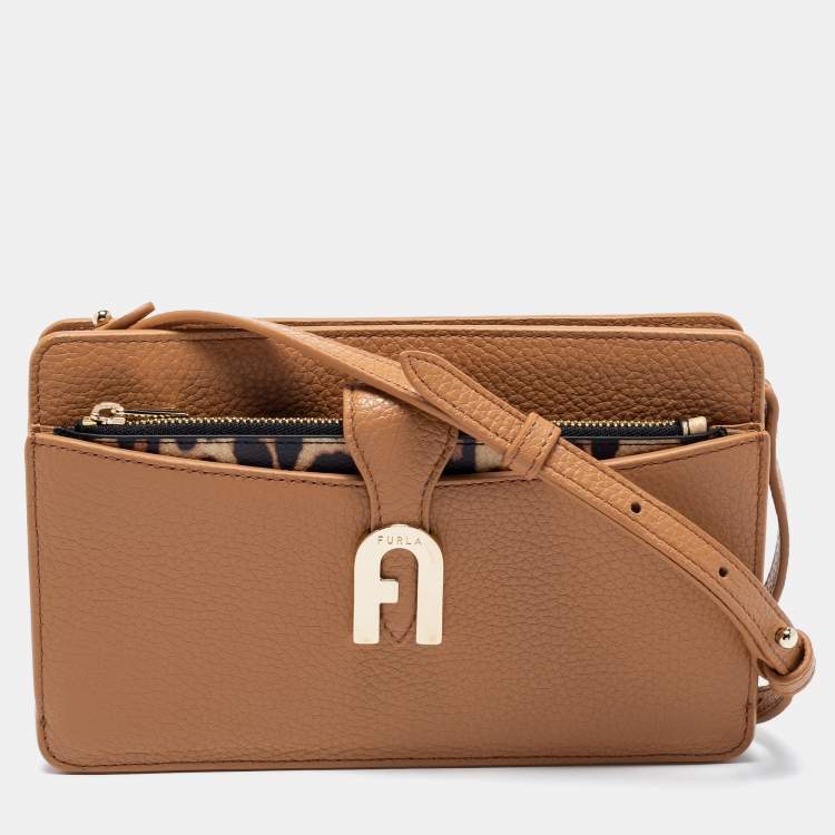 Pre Owned Furla Brown Leather Mini Sofia Crossbody Bag