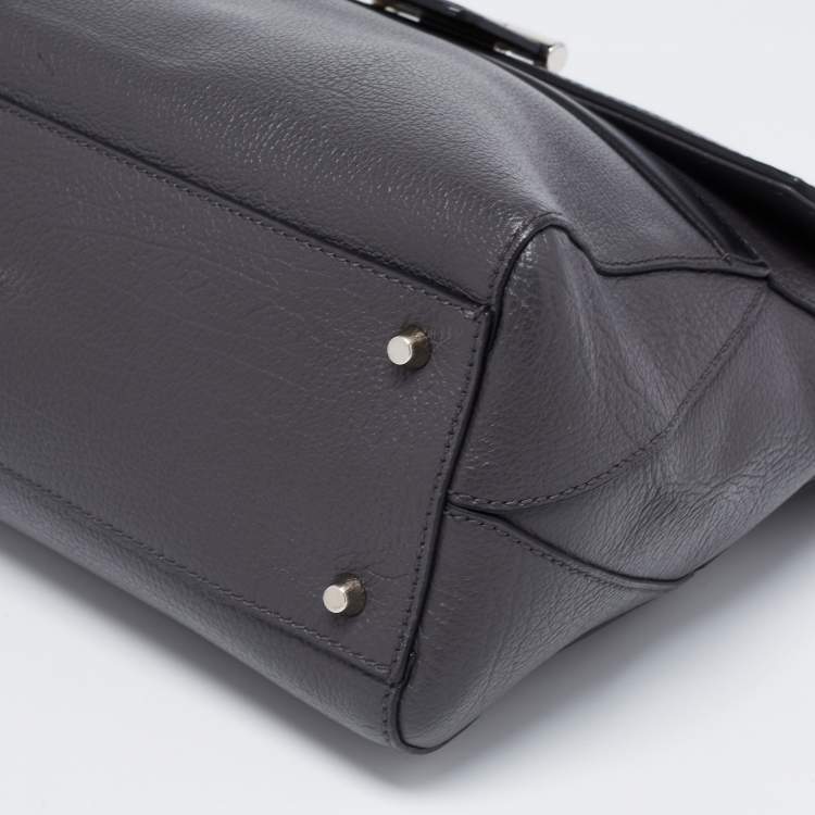 Pre Owned Furla Grey/Silver Leather Artesia Creta Top Handle Bag