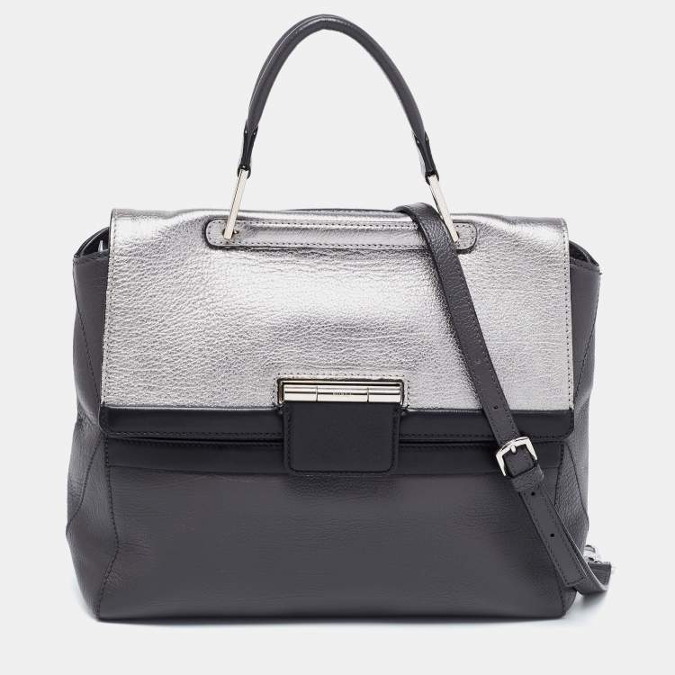 Pre Owned Furla Grey/Silver Leather Artesia Creta Top Handle Bag