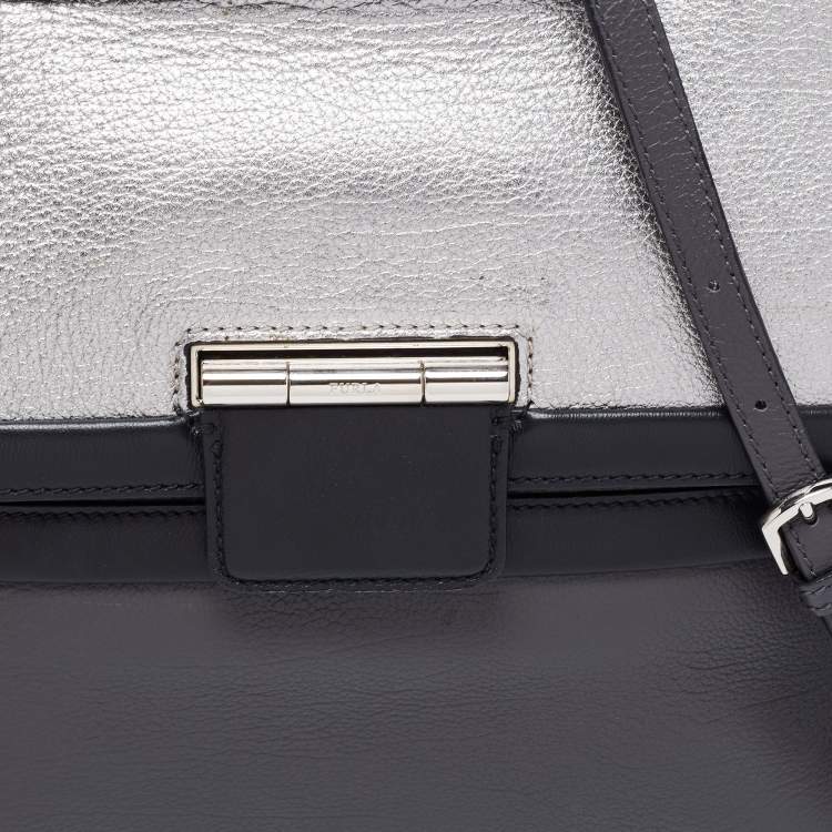 Pre Owned Furla Grey/Silver Leather Artesia Creta Top Handle Bag