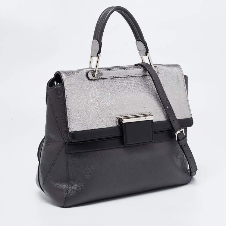 Pre Owned Furla Grey/Silver Leather Artesia Creta Top Handle Bag