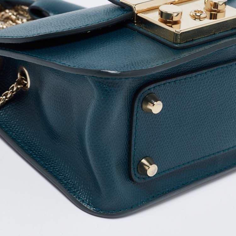Pre Owned Furla Green Leather Mini Metropolis Shoulder Bag