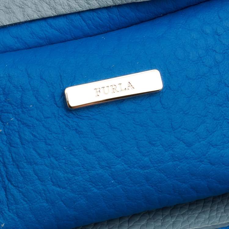 Pre Owned Furla Cadet Blue Leather Linda Tote