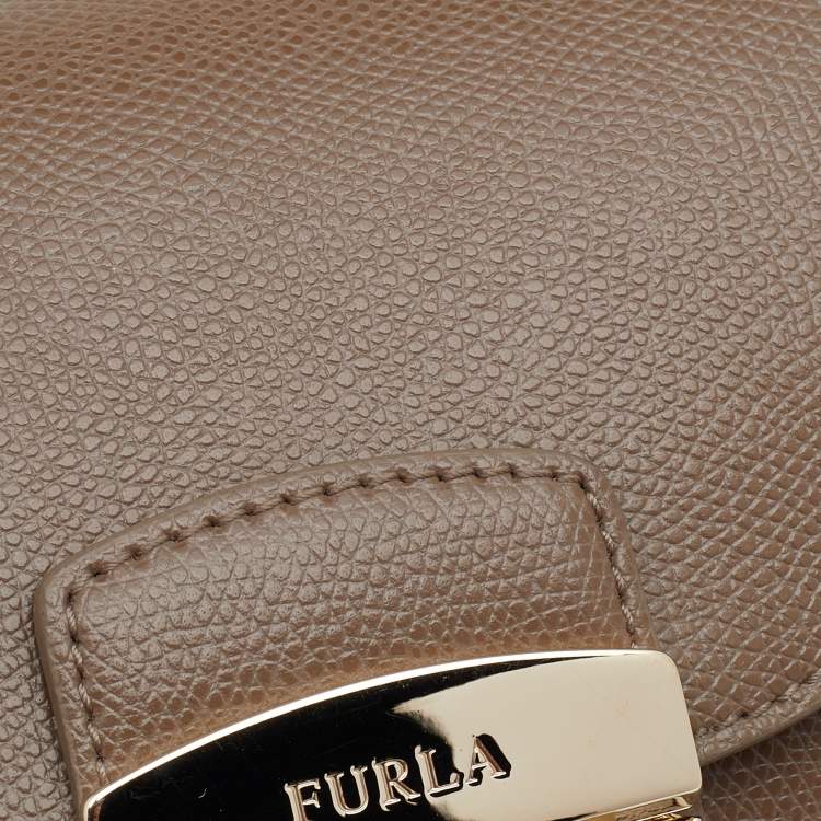Pre Owned Furla Taupe Leather Mini Metropolis Chain Crossbody Bag