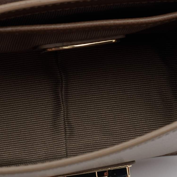 Pre Owned Furla Taupe Leather Mini Metropolis Chain Crossbody Bag