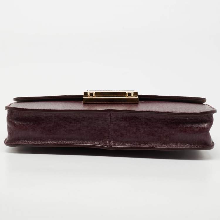 Pre Owned Furla Burgundy Leather Mini Metropolis Shoulder Bag
