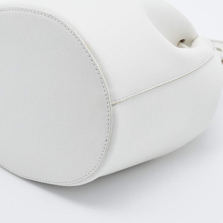 Pre Owned Furla White Leather Corona Drawstring Bucket Bag