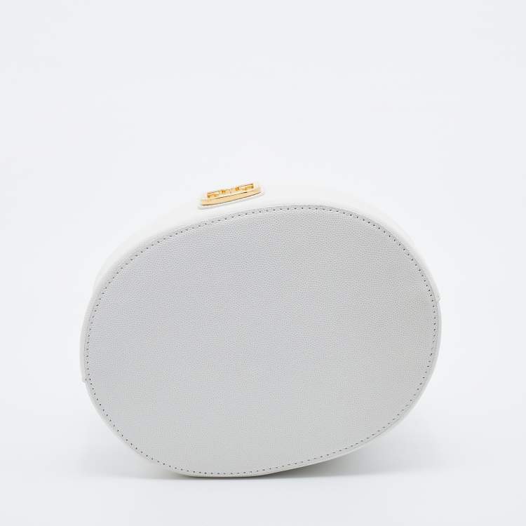 Pre Owned Furla White Leather Corona Drawstring Bucket Bag