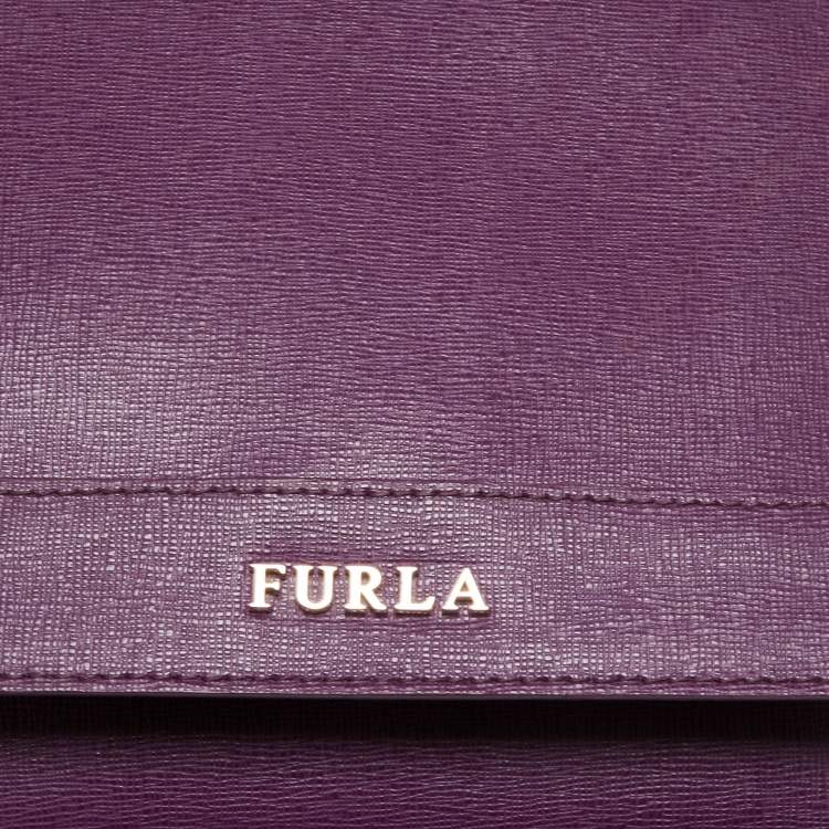Pre Owned Furla Purple Leather Ginevra Shoulder Bag