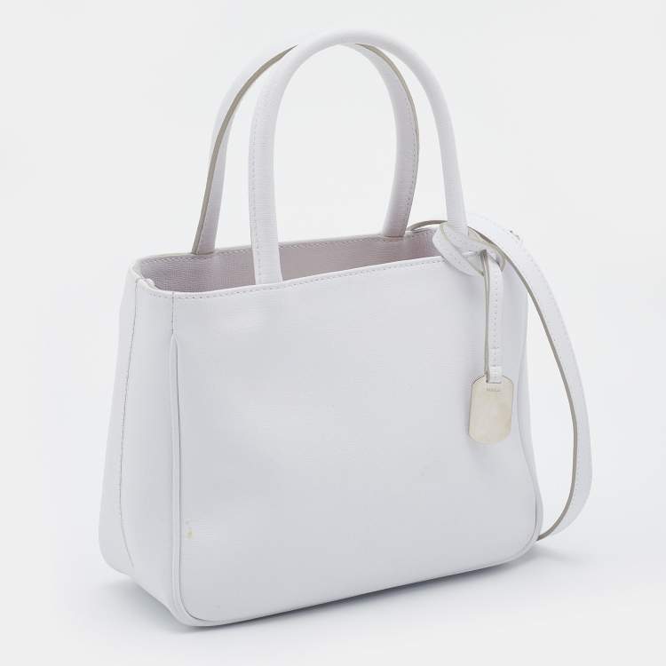 Pre Owned Furla White Leather Tote