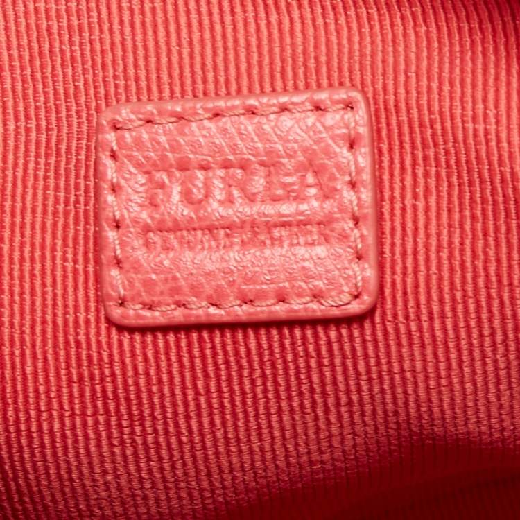 Pre Owned Furla Melon Orange Leather Boheme Chain Crossbody Bag