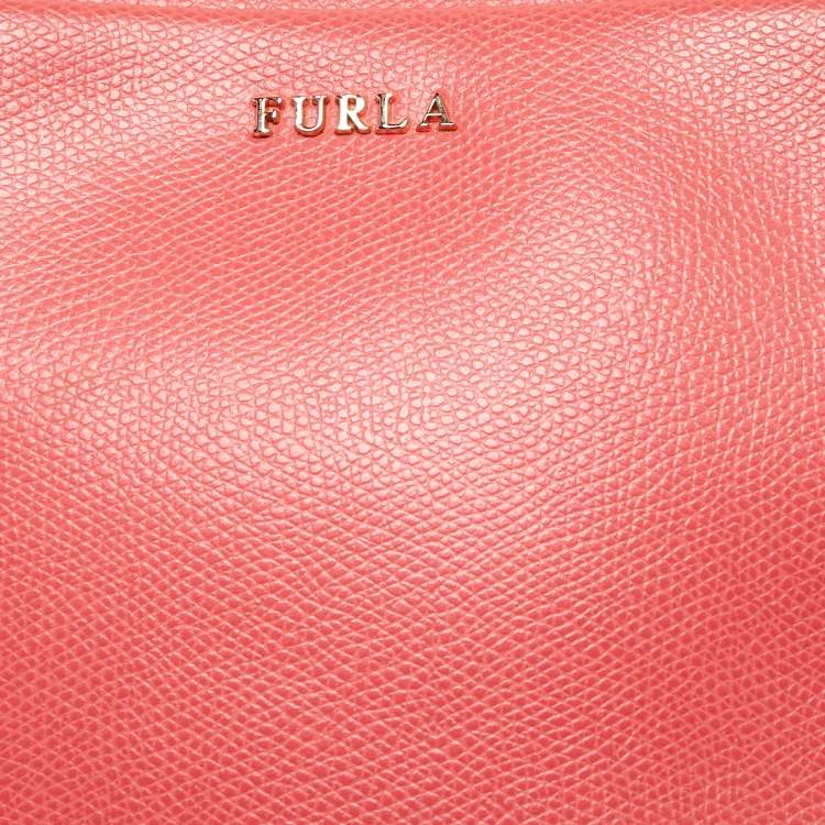 Pre Owned Furla Melon Orange Leather Boheme Chain Crossbody Bag