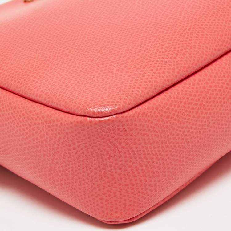 Pre Owned Furla Melon Orange Leather Boheme Chain Crossbody Bag