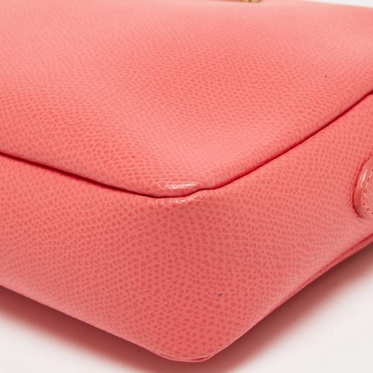 Pre Owned Furla Melon Orange Leather Boheme Chain Crossbody Bag