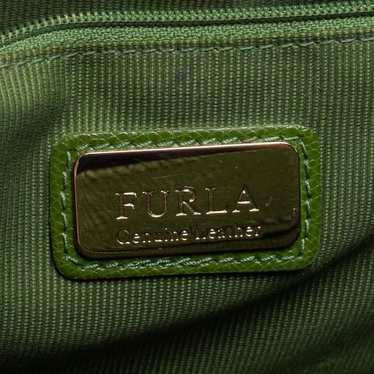 Pre Owned Furla Olive Green Leather Small Metropolis Crossbody Bag