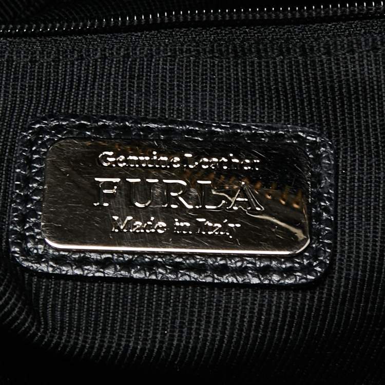 Pre Owned Furla Black Leather Piper Dome Satchel