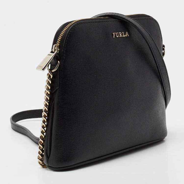 Pre Owned Furla Black Leather Boheme Crossbody Bag