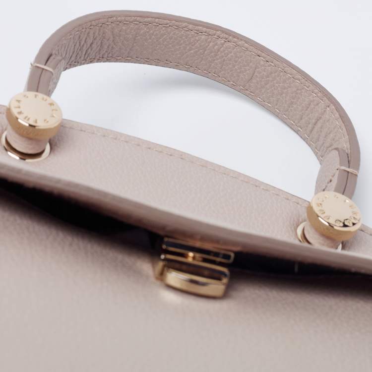Pre Owned Furla Beige Leather Small My Piper Top Handle Bag