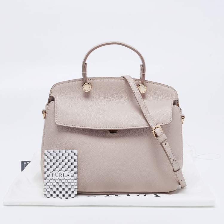 Pre Owned Furla Beige Leather Small My Piper Top Handle Bag