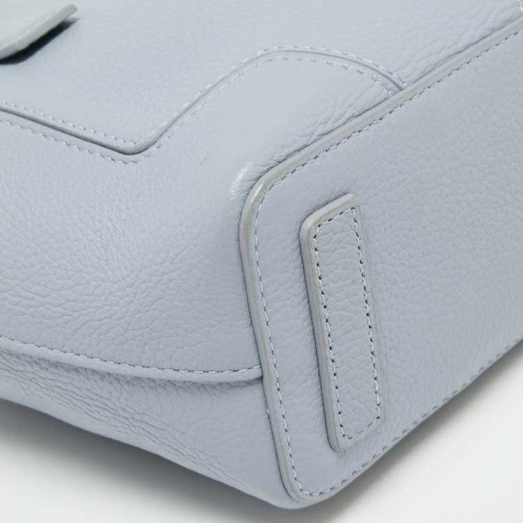 Pre Owned Furla Pale Blue Leather Mini Perla Tote
