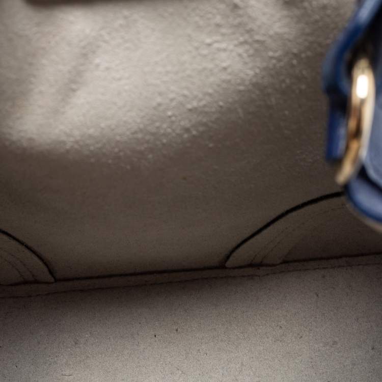 Pre Owned Furla Blue Leather Stacy Drawstring Bucket Bag