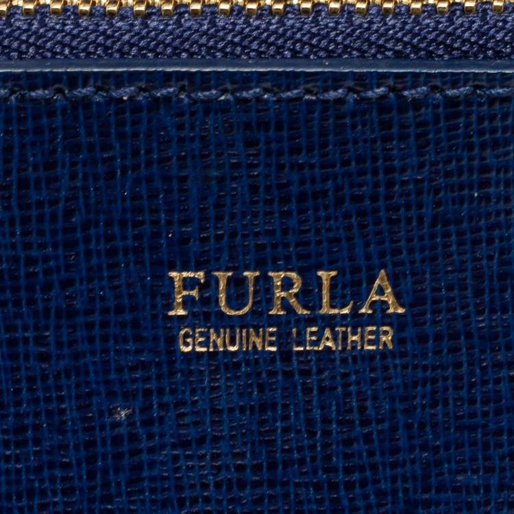 Pre Owned Furla Blue Leather Stacy Drawstring Bucket Bag