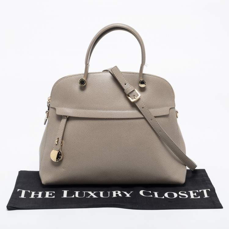 Pre Owned Furla Grey Leather Piper Dome Satchel