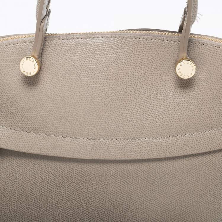 Pre Owned Furla Grey Leather Piper Dome Satchel