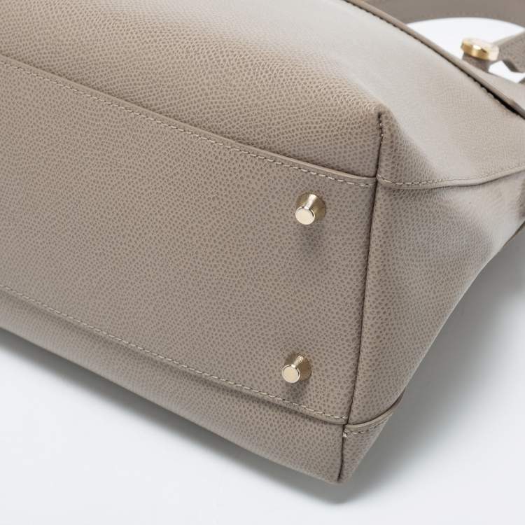 Pre Owned Furla Grey Leather Piper Dome Satchel