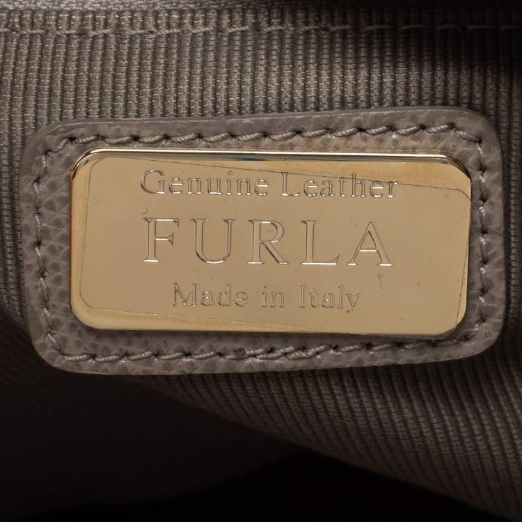 Pre Owned Furla Grey Leather Piper Dome Satchel