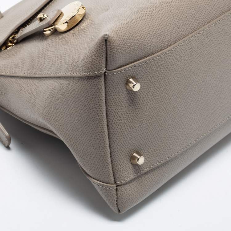 Pre Owned Furla Grey Leather Piper Dome Satchel