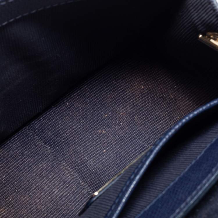 Pre Owned Furla Blue Leather Mini Metropolis Chain Crossbody Bag