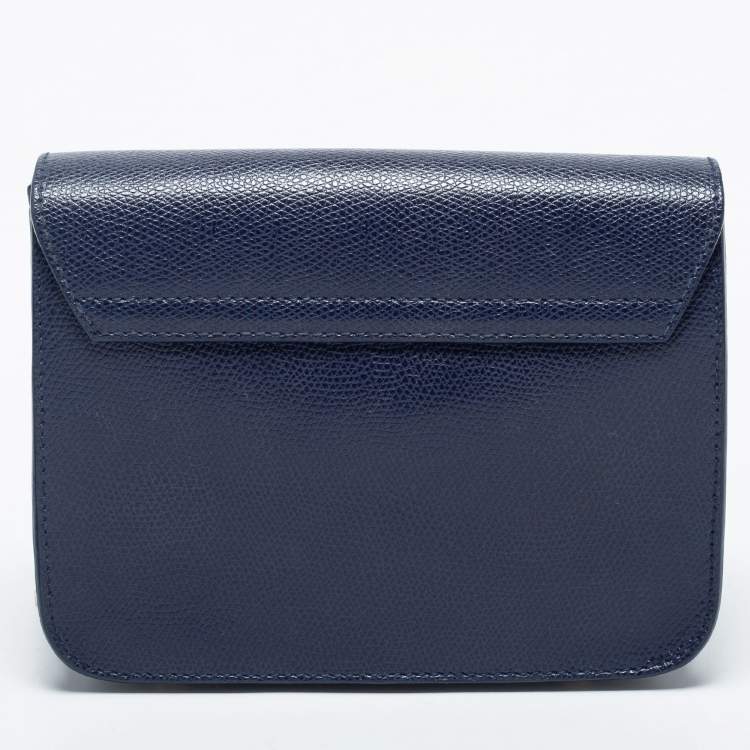 Pre Owned Furla Blue Leather Mini Metropolis Chain Crossbody Bag
