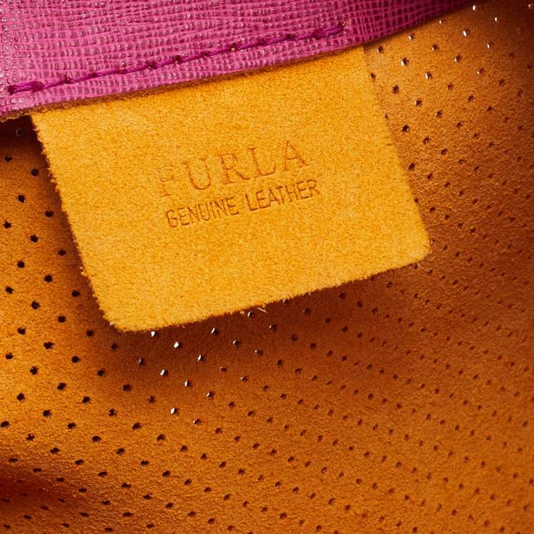 Pre Owned Furla Pink Perforated Leather Chain Crossbody Bag