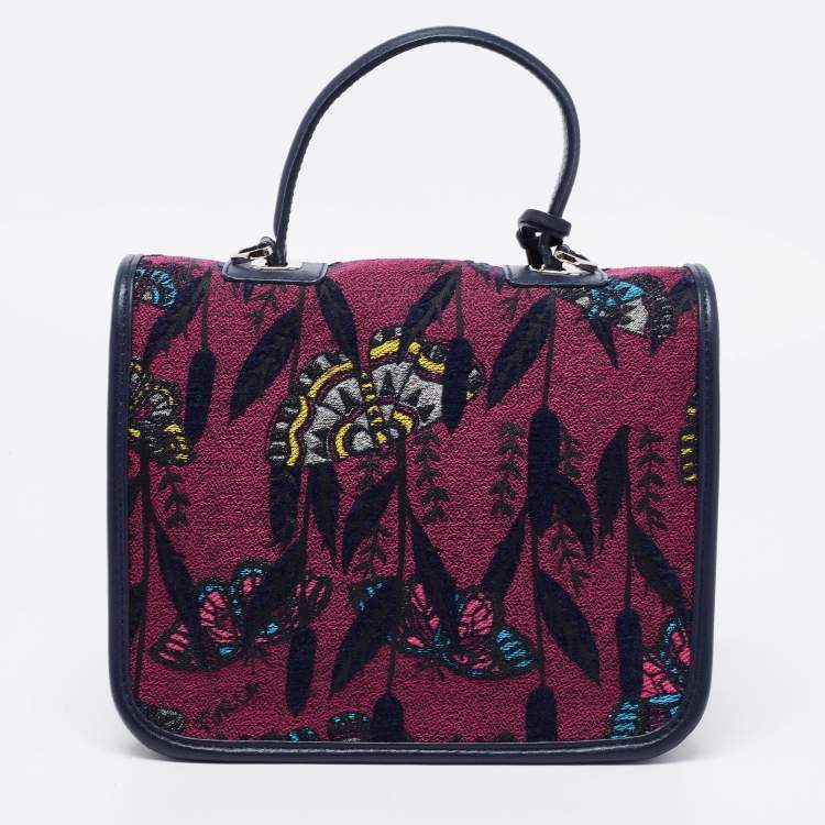 مملوكة مسبقًا Furla Multicolor Jacquard and Leather Top Handle Bag