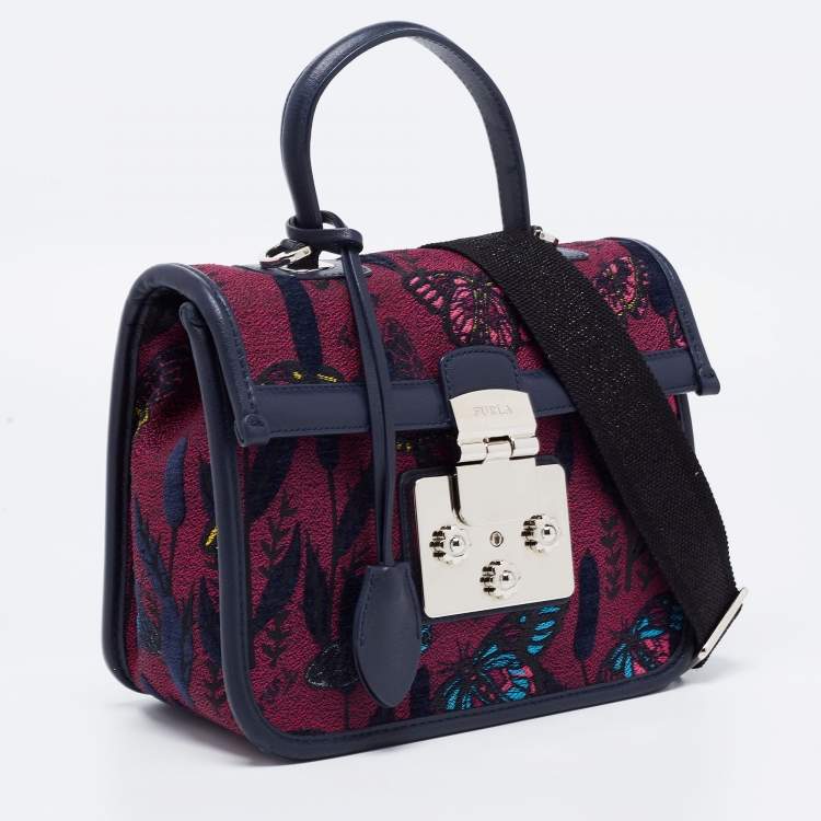 مملوكة مسبقًا Furla Multicolor Jacquard and Leather Top Handle Bag