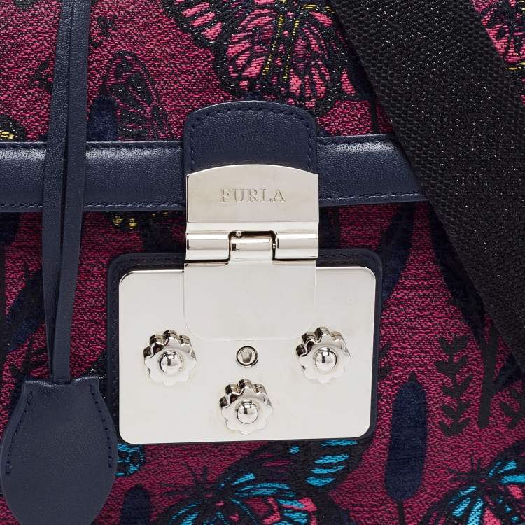 مملوكة مسبقًا Furla Multicolor Jacquard and Leather Top Handle Bag