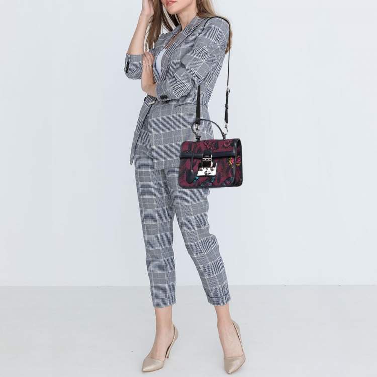 مملوكة مسبقًا Furla Multicolor Jacquard and Leather Top Handle Bag