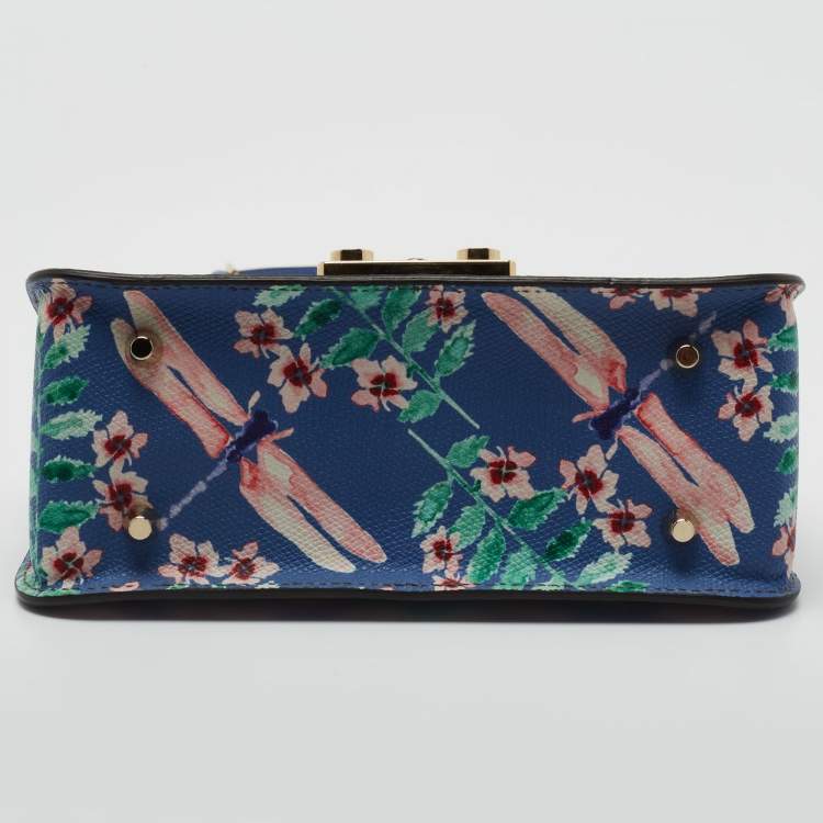 Pre Owned Furla Multicolor Floral Print Leather Metropolis Crossbody Bag