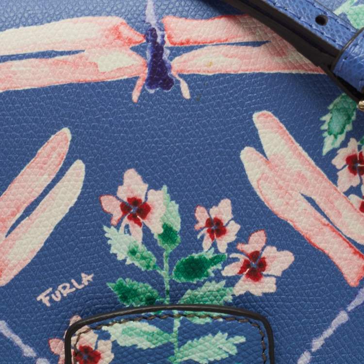 Pre Owned Furla Multicolor Floral Print Leather Metropolis Crossbody Bag