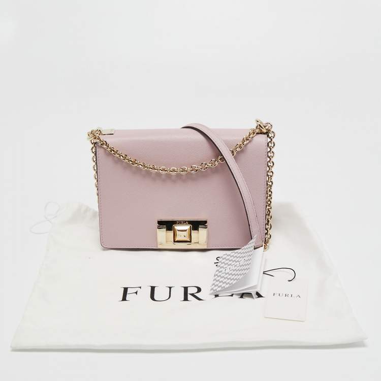 Pre Owned Furla Pink Leather Mimi Shoulder Bag