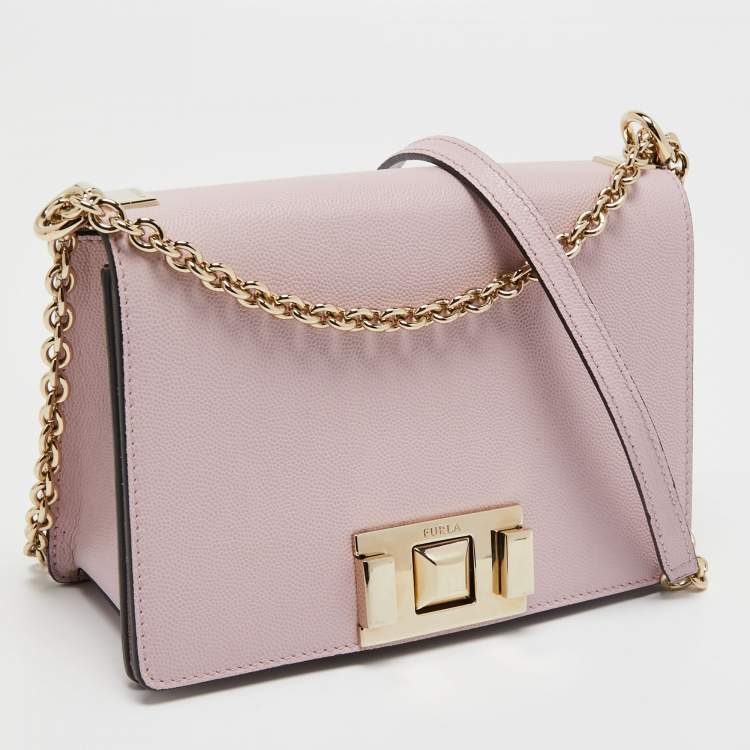 Pre Owned Furla Pink Leather Mimi Shoulder Bag