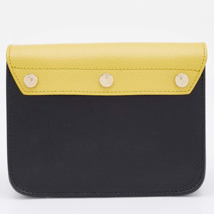 Pre Owned Furla Black/Yellow Leather Interchangeable Flaps My Play Mini Metropolis Crossbody Bag