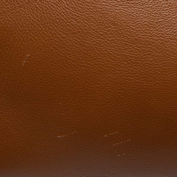 Pre Owned Furla Brown/Black Leather Pushlock Flap Tote