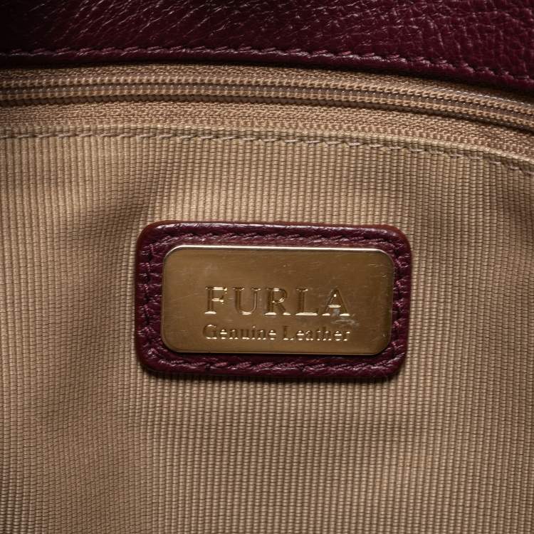 Pre Owned Furla Brown/Black Leather Pushlock Flap Tote