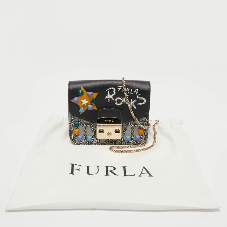 Pre Owned Furla Multicolor Studs Leather Metropolis Crossbody Bag