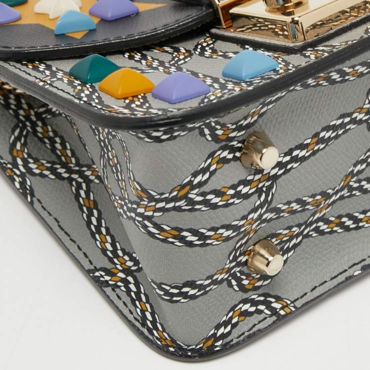 Pre Owned Furla Multicolor Studs Leather Metropolis Crossbody Bag