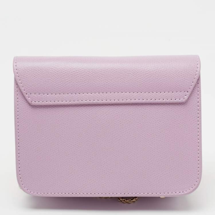 Pre Owned Furla Purple Leather Mini Metropolis Chain Crossbody Bag